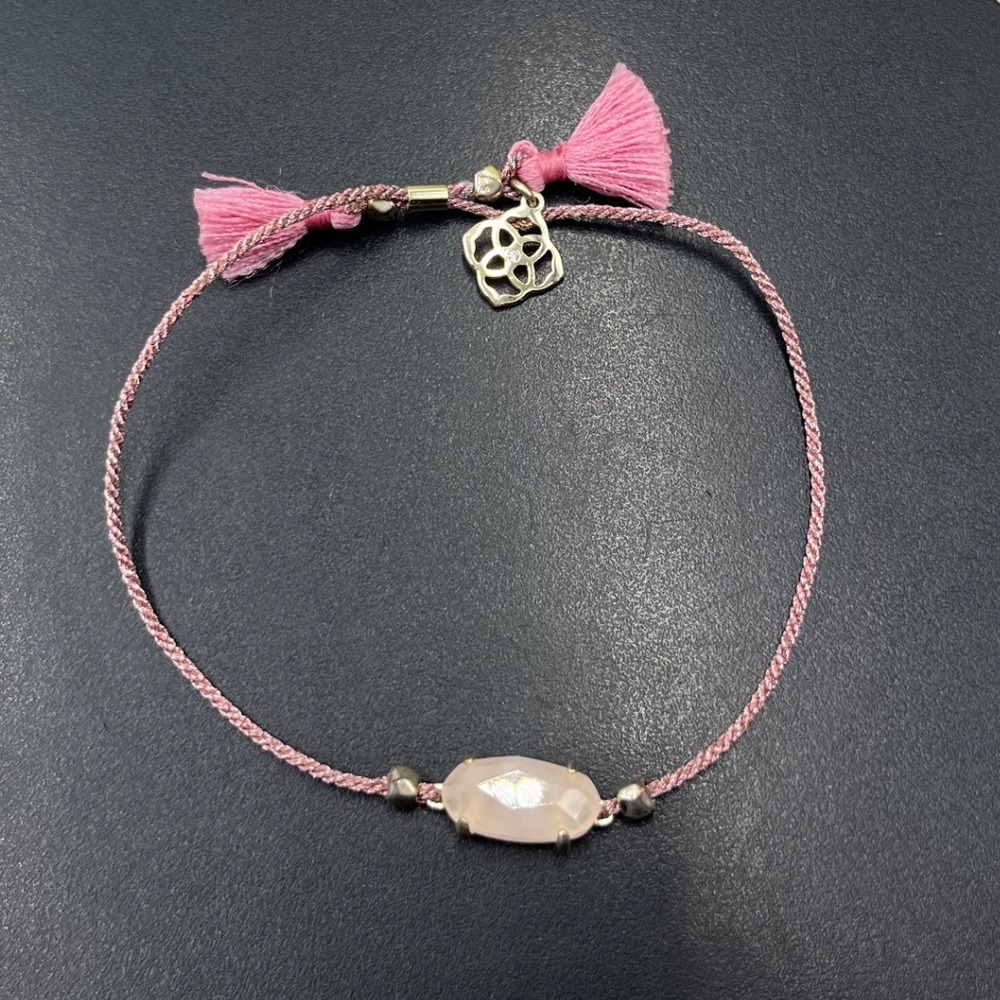 Kendra Scott Everlyne Pink Cord Love Friendship Bracelet in Rose Quartz